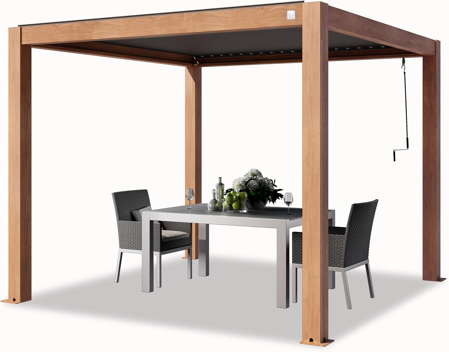 PRIMEYARD - Pergola série aspect bois, 3x3m, lames alu orientables
