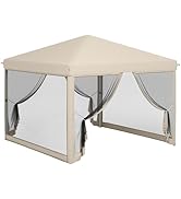 Outsunny Tonnelle Barnum Pliant Pop-up imperméabilisé Style Colonial 3L x 3l x 2,65H m 4 moustiqu...