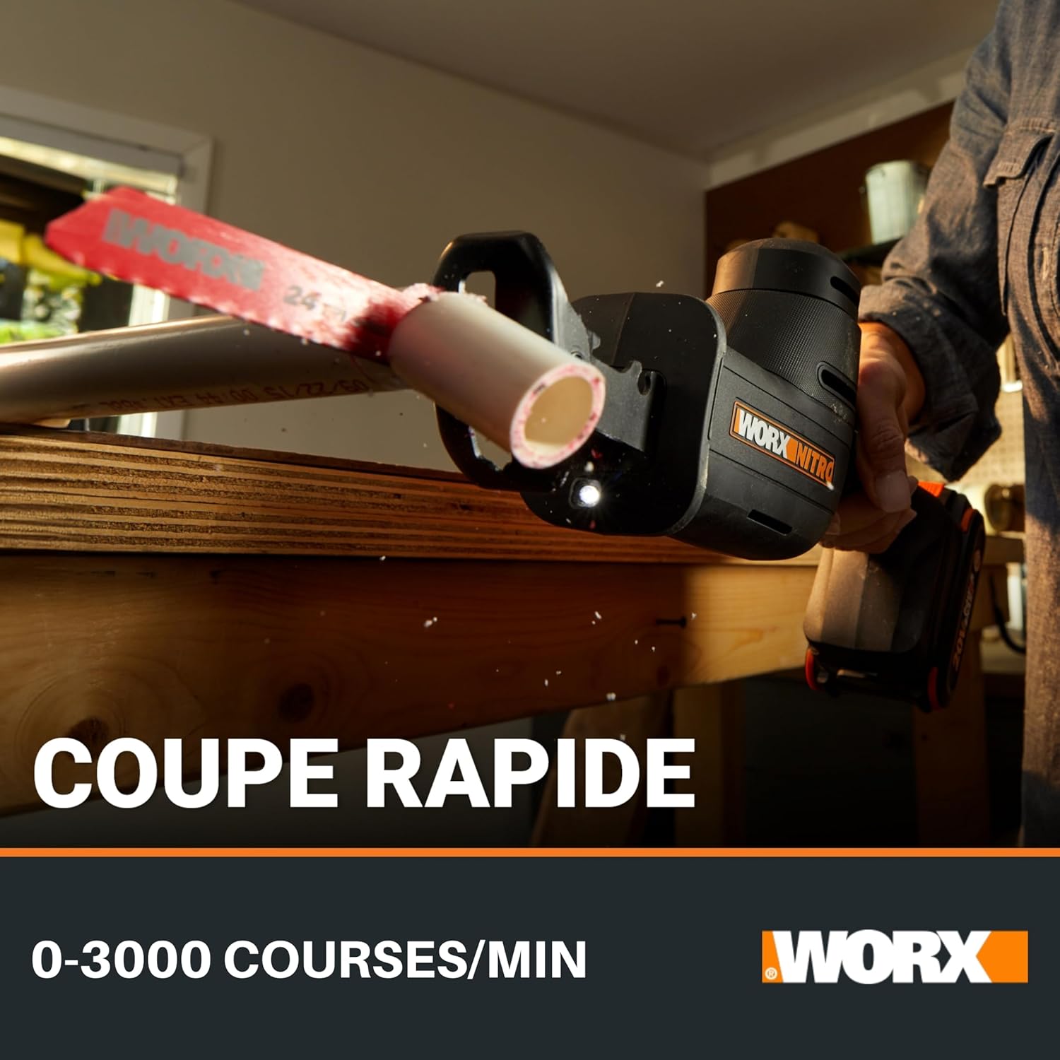 WORX - Scie sabre 20V, 26mm, brushless, vitesse variable, WX501.9