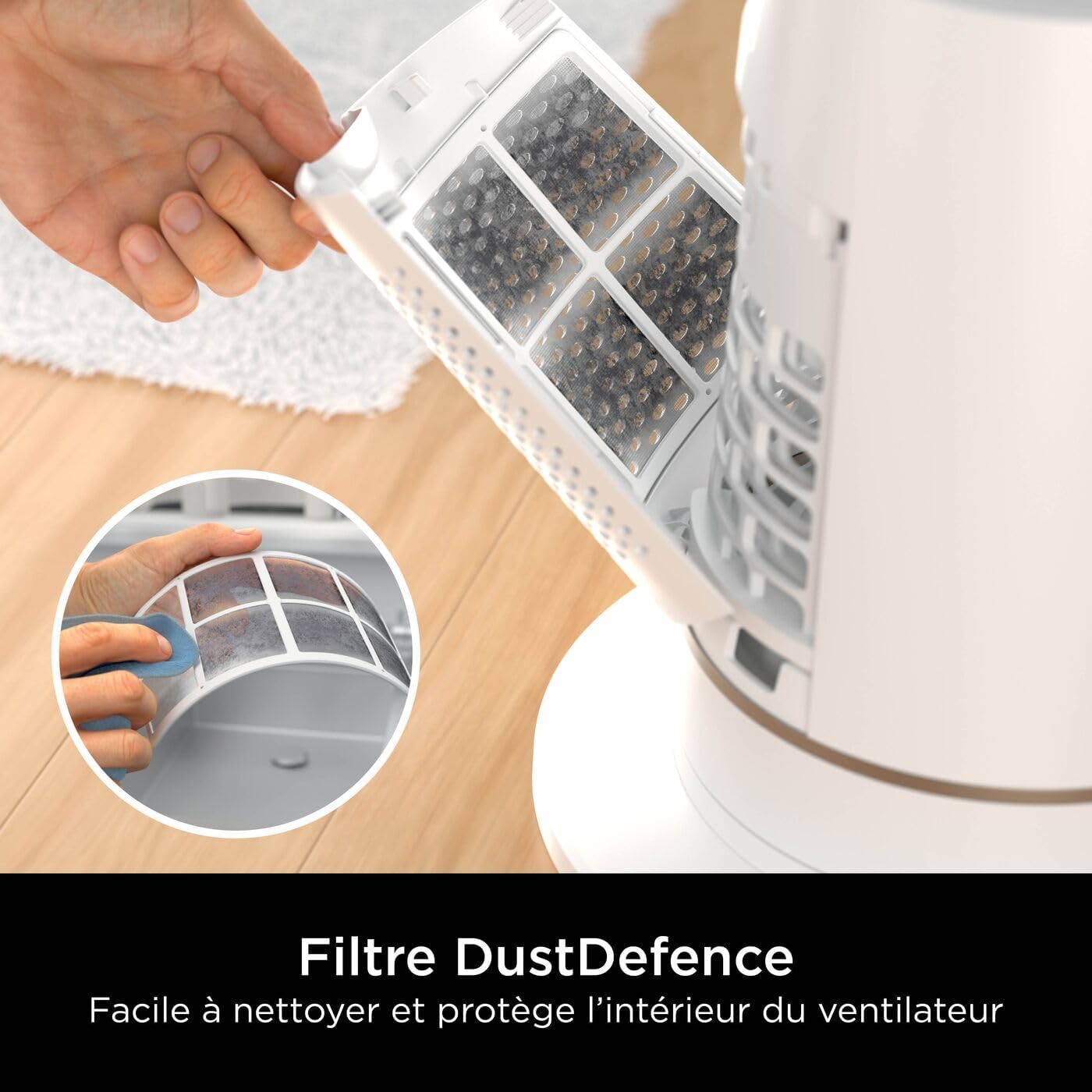 Shark TurboBlade Ventilateur colonne sans pale, Rafraîchissement multidirectionnel à haute vitesse jusqu’à 20 mètres, Discret, 10 vitesses, 180°, Facile à nettoyer, Blanc TF200SEUWH