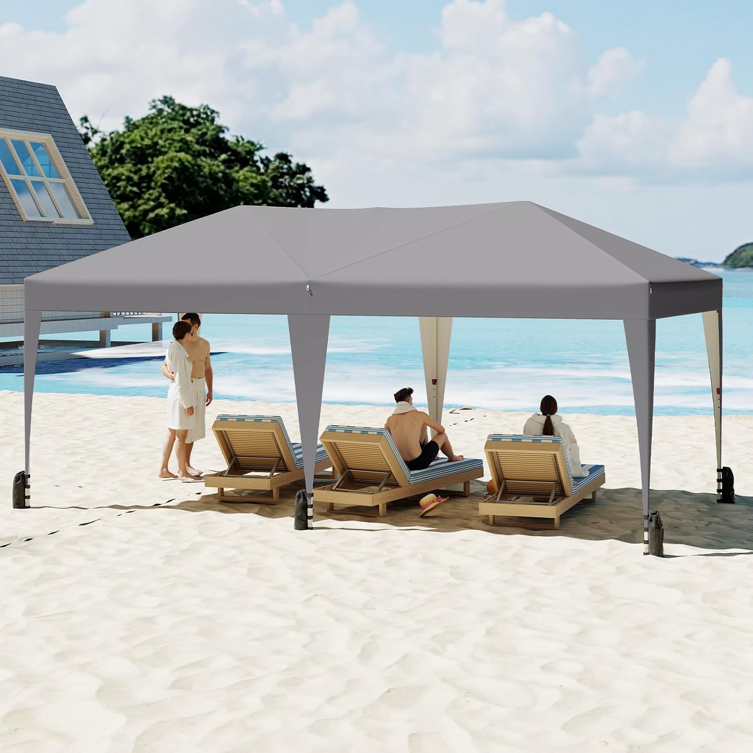 GOPLUS - tonnelle pliante série jardin 3x6m, imperméable, sac à roulettes