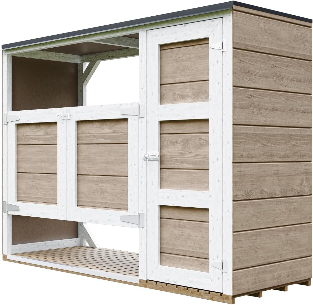 Abri de Jardin pour poubelles, Cache Poubelle extérieur 2x240L – Coffre de Rangement Exterieur, Armoire de Jardin, cabane de Jardin Exterieur – Timbela M981A-TERRA Brown