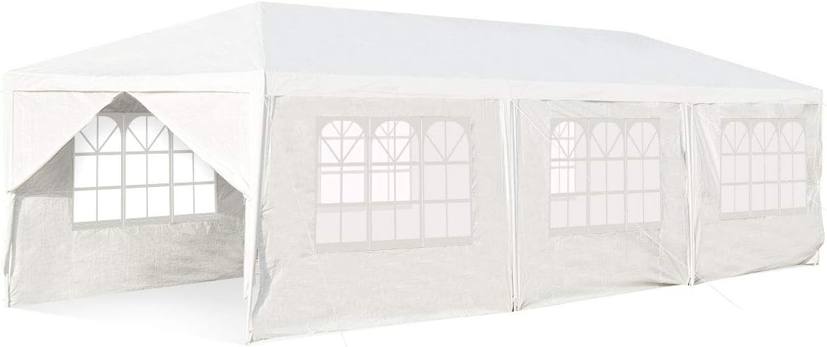 COSTWAY - Tonnelle de Jardin - 3x9m - 6 murs, 2 portes, abri robuste