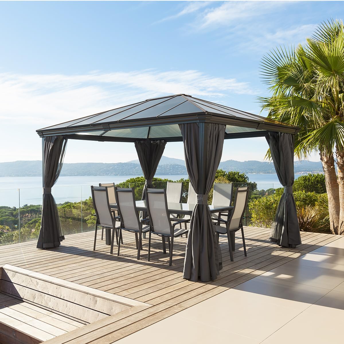 Hespéride - Tonnelle Belize Graphite - 5 places - polyester acier epoxy anti-rouille