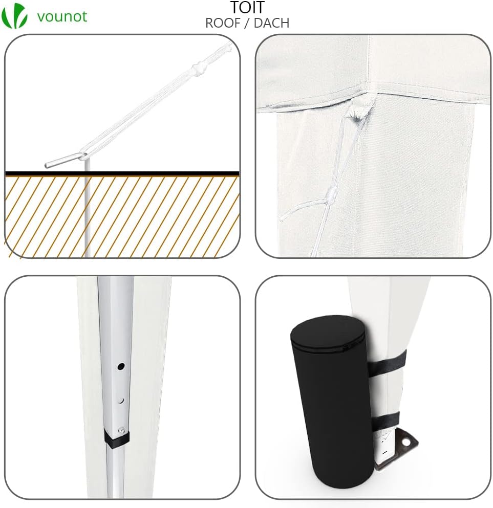 VOUNOT - Tonnelle pliante 3x3m - montage facile, sac inclus