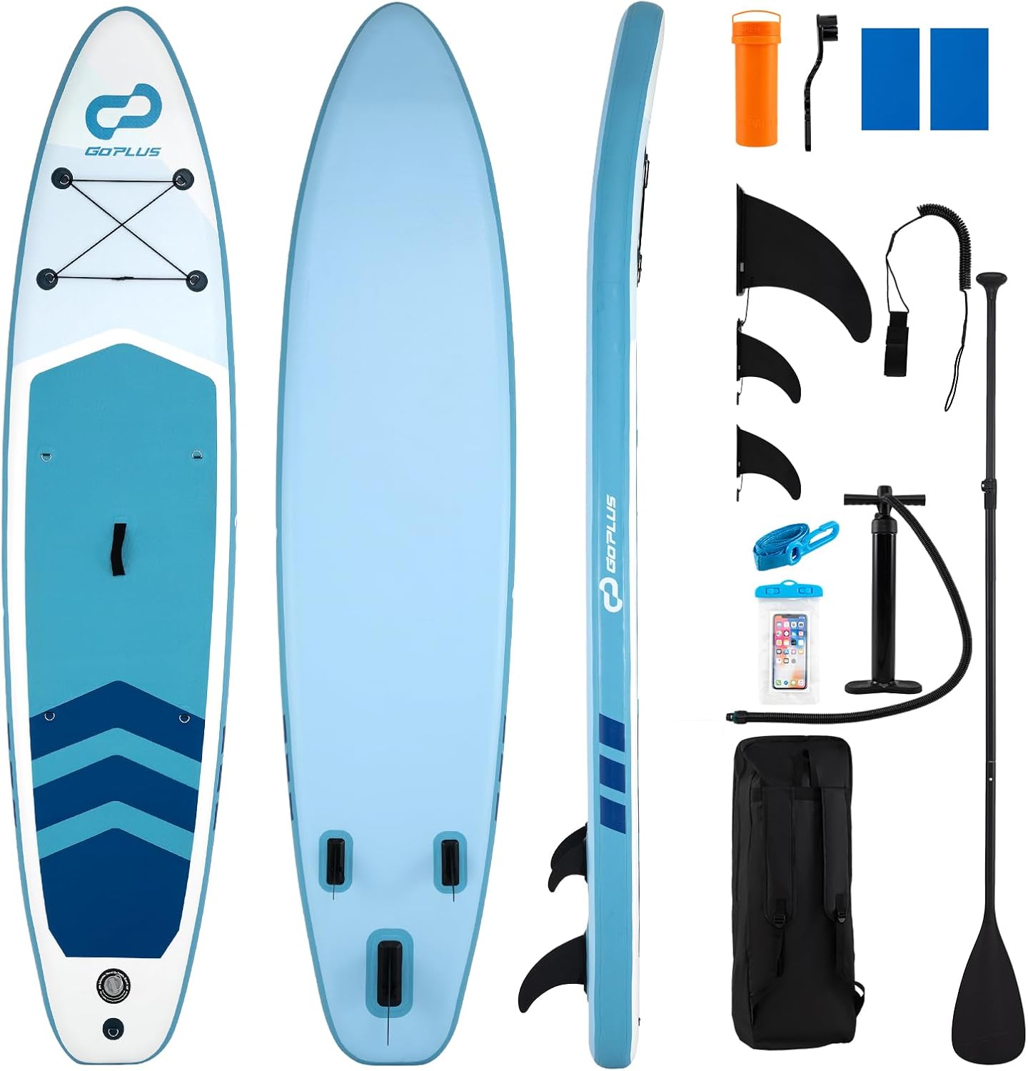 GOPLUS - Stand Up Paddle série adulte - 336cm - charge 160kg, épais, siège kayak, kit complet