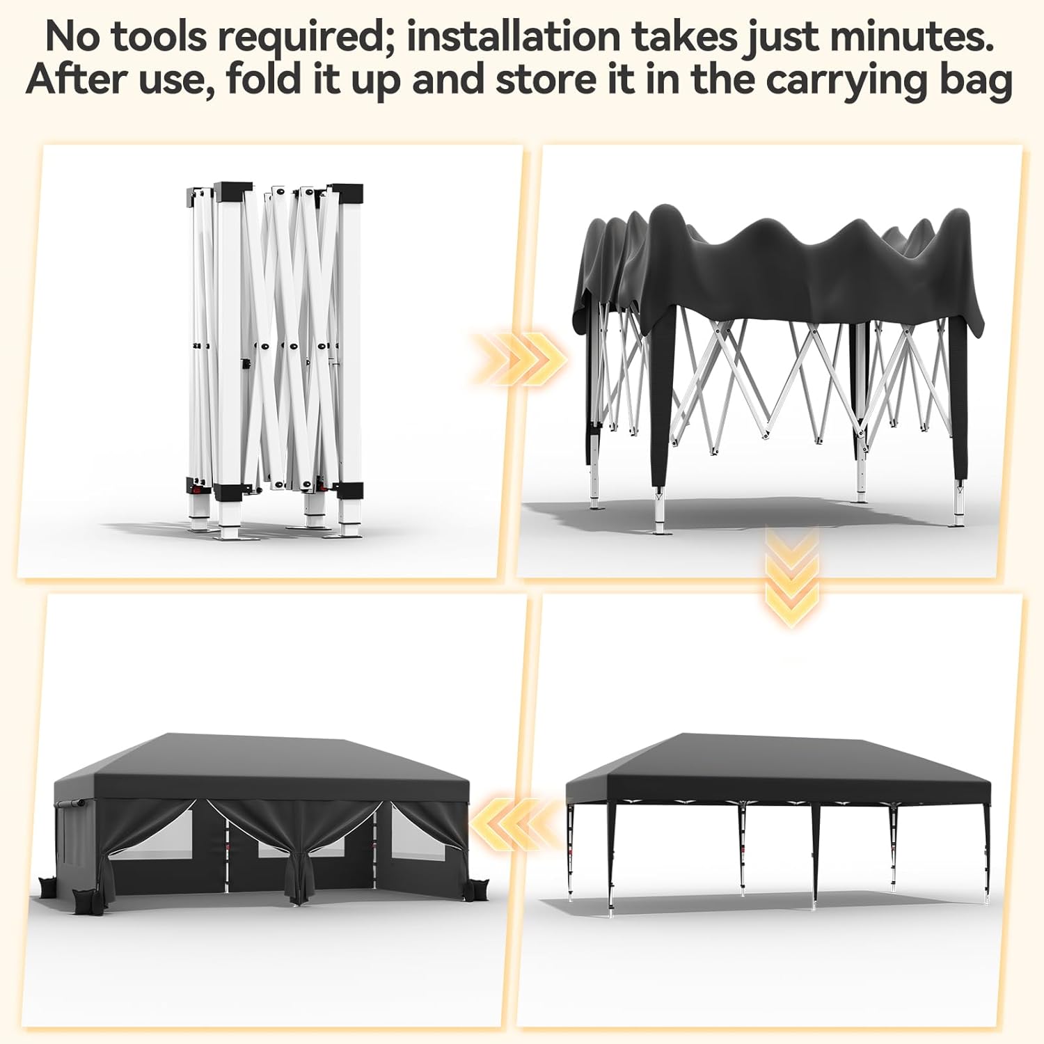 JUMMICO - tonnelle pliante - 3x6m - moustiquaire anti-insectes, imperméable, anti-UV