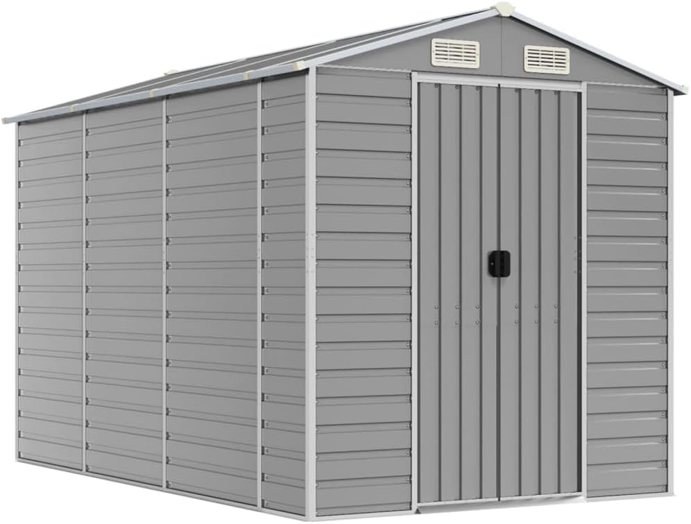 Abri de Jardin Gris Clair 191 x 300 x 198 cm en Acier galvanisé