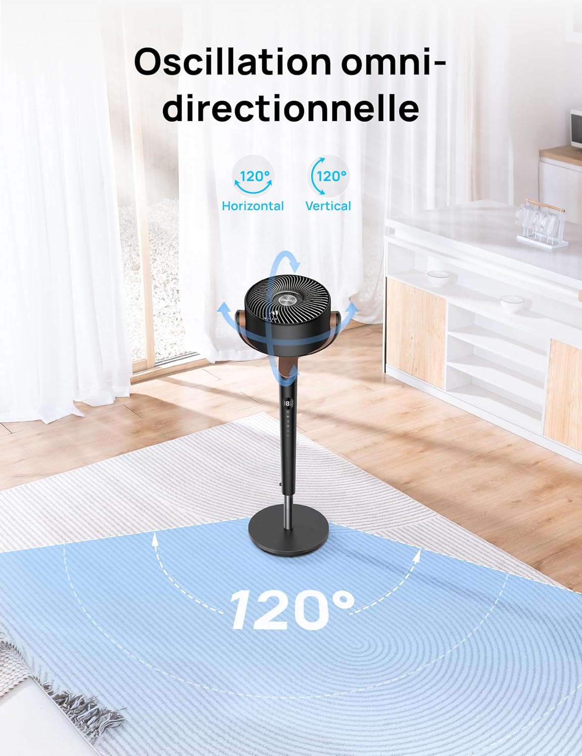 Dreo - ventilateur sur pied - 94-107 cm - 20 dB, oscillation 120°, portée 26 m