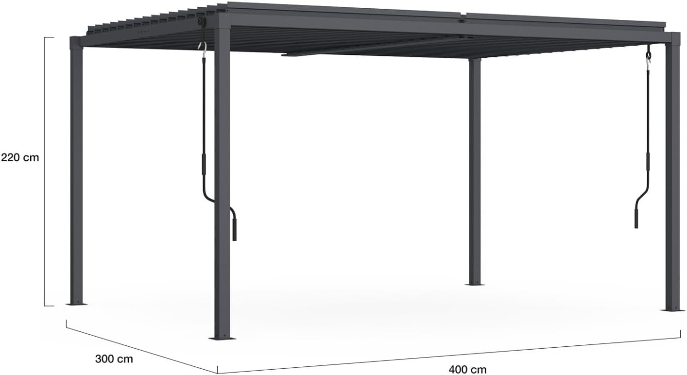 IDMarket - Pergola bioclimatique Acier 3x4m Gris Anthracite
