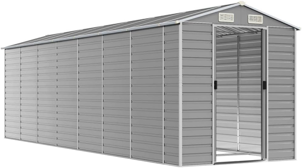 vidaXL Abri de Jardin Gris Clair 191 x 640 x 198 cm en Acier galvanisé