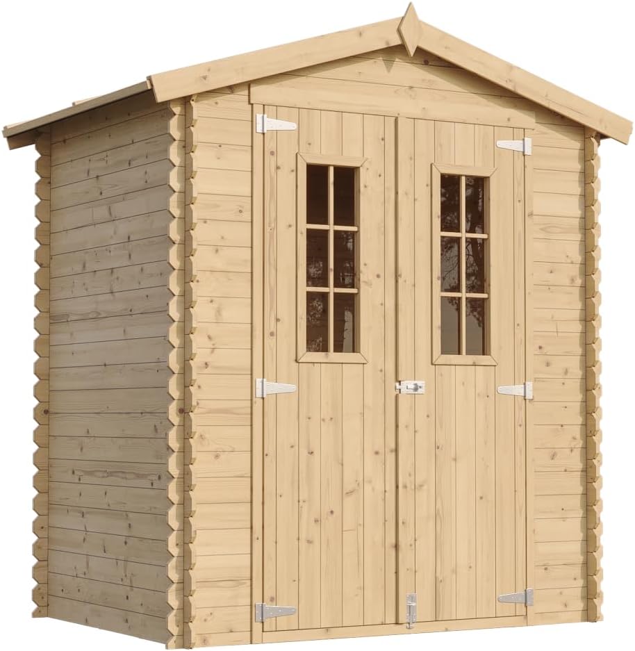 Abri de Jardin en Bois avec Sol TRAITÉ - Stockage extérieur I196xL136xH218 cm/ 1.98 m2 Petit abri à Outils, Local à vélos - TIMBELA M367C+M367G