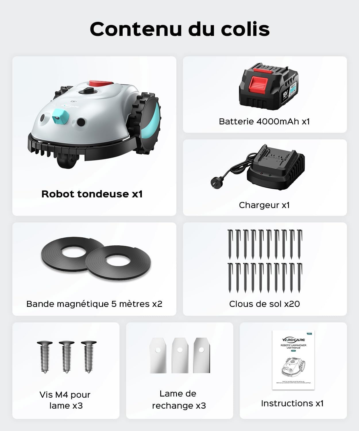 YARDCARE - robot tondeuse, navigation visuelle, coupe précise, V100