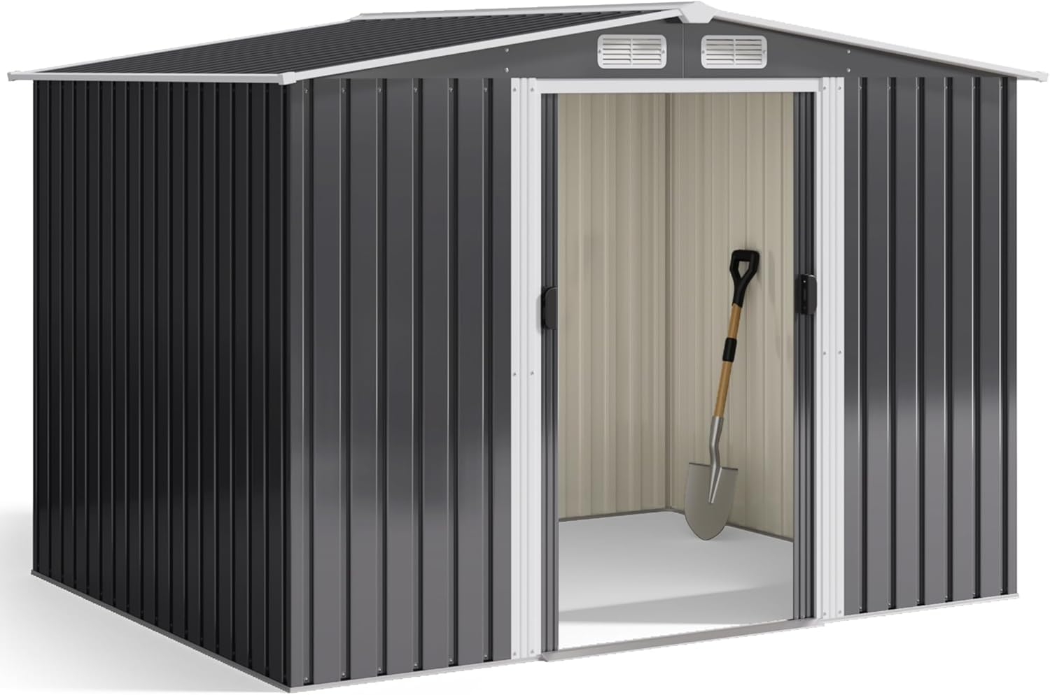 Xbro - abri à outils métal série inclinée - 247x193x179 cm - porte coulissante, serrure, gants inclus