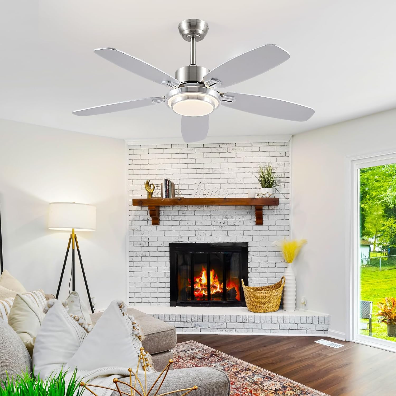 Kviflon - Ventilateur Connecté Série Moderne - 127cm, lumière, moteur DC silencieux, réversible