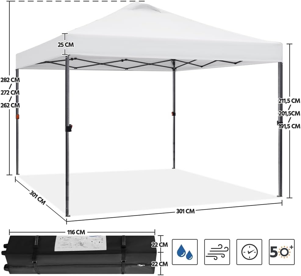 Yaheetech - tonnelle pliante 3x3 m - imperméable, sac de transport