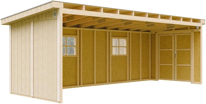 Timbela - Abri de jardin premium 14,3m², panneaux LP, sans plancher, M941B