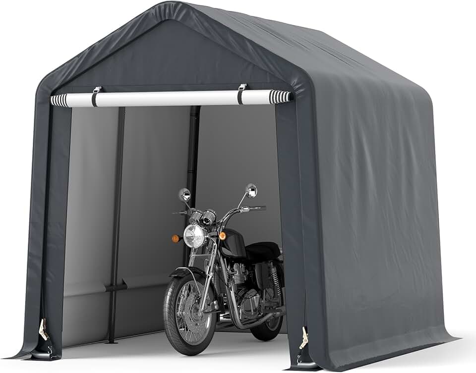 COSTWAY Abri de Vélos Extérieur de 240 x 195 x 214 cm, Abri de Garage Portable pour Motos Housse Imperméable avec Porte à Fermeture Éclair Enroulable, Tente de Rangement pour Jardin Cour