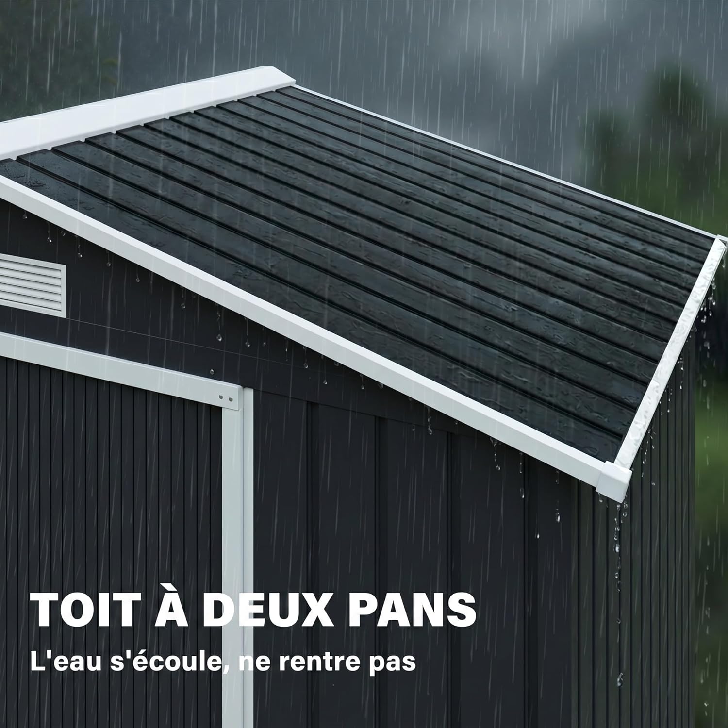 Outsunny - abri de jardin métal 2,77 m², 213x130x185 cm, porte verrouillable, 4 aérations