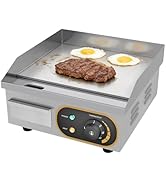 MOOTACO Plancha professionnelle électrique Plaque Inox lisse protection de gril (36 x 38 x 20 cm)