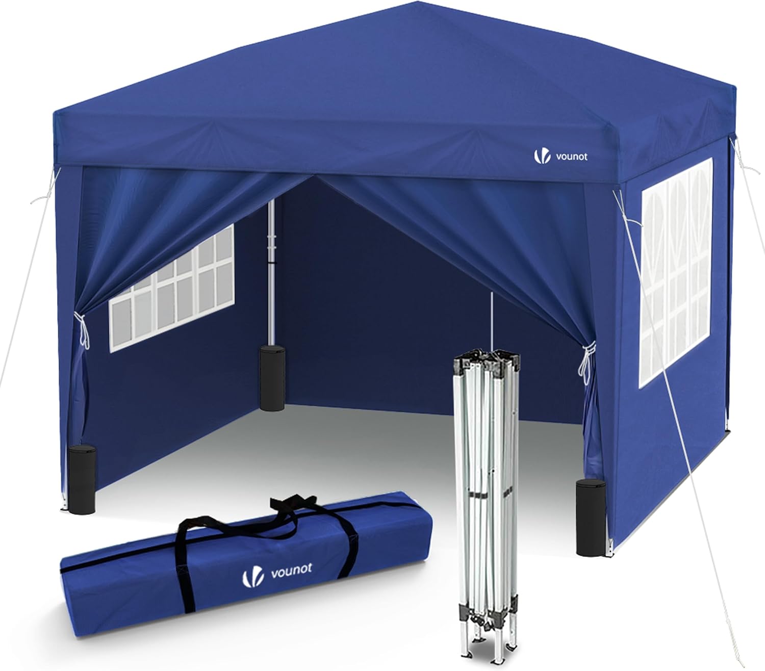 VOUNOT - tonnelle pliante - 3x3m - 4 côtés, 4 sacs de sable, bleu