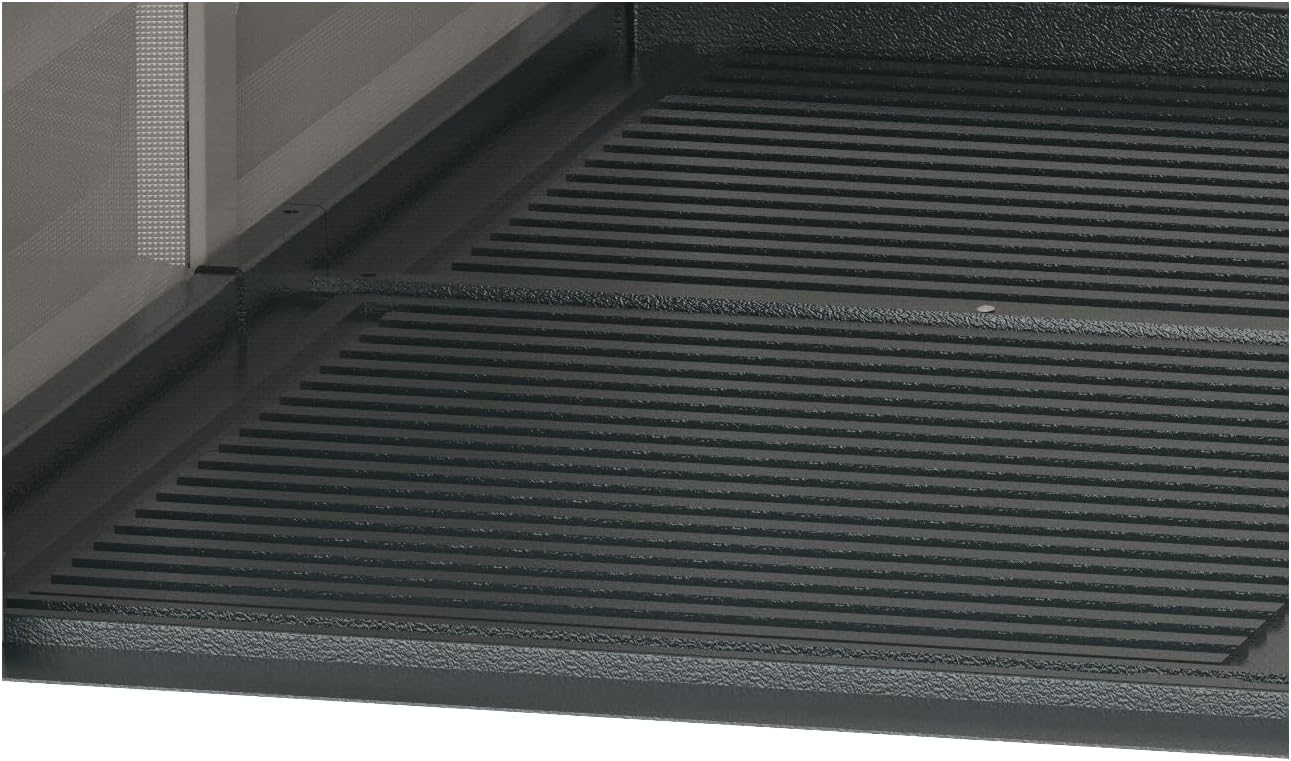 Duramax EverMore 4 x 6 (1.99 m²) Abri de jardin en plastique, solution de stockage extérieur ignifuge et tout temps, avec plancher en plastique, abri en vinyle sans entretien, Adobe & Grey