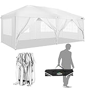 Cobizi Tonnelle pliante 3 x 6 m étanche stable Tente d'extérieur 3 x 6 m avec 6 parois latérales Anti-UV Ga...