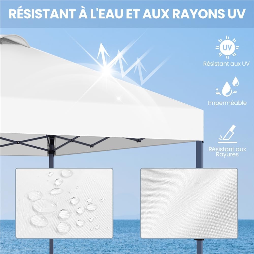 Yaheetech - tonnelle pop-up 3x3m, UV 50+, transport, blanc