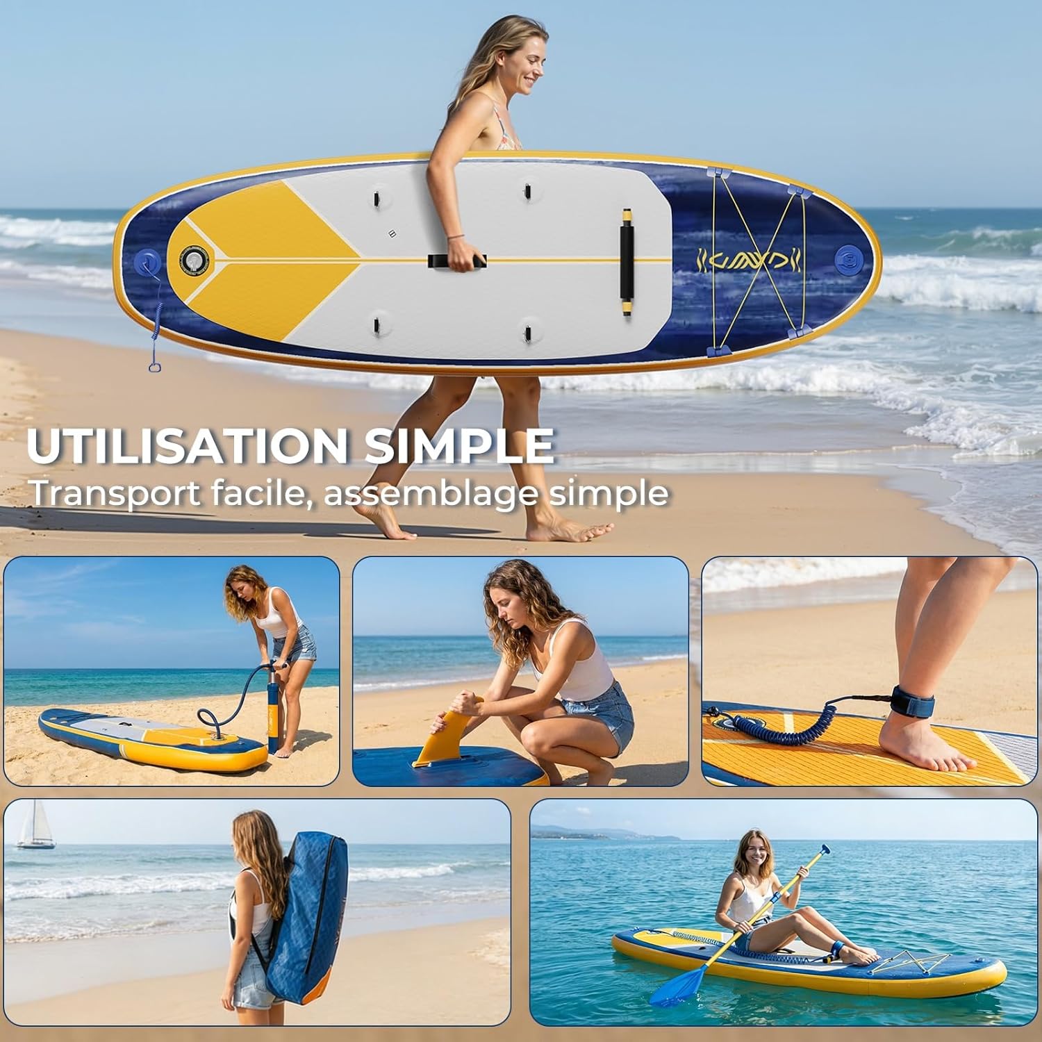 Devoko - Planche de paddle 320cm - siège, sup 2-en-1, 130kg charge