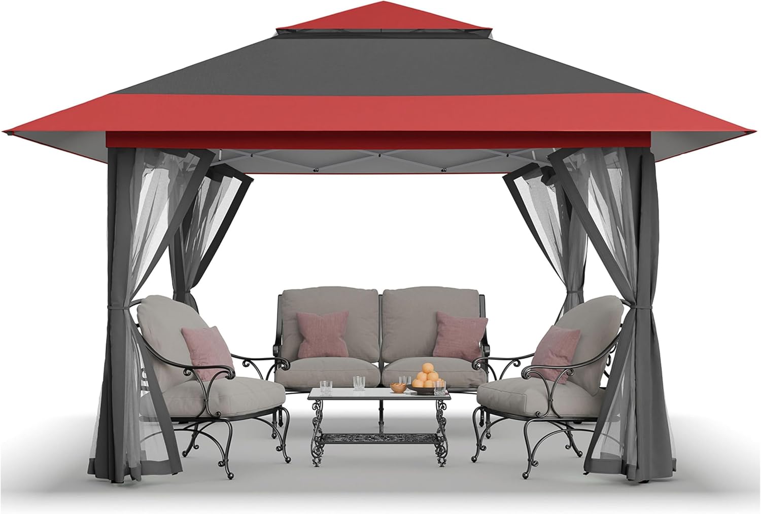CROWN SHADES - tonnelle série pop up - 4x4m - imperméable, hauteur réglable, double toit, côtés zippés, sac transport