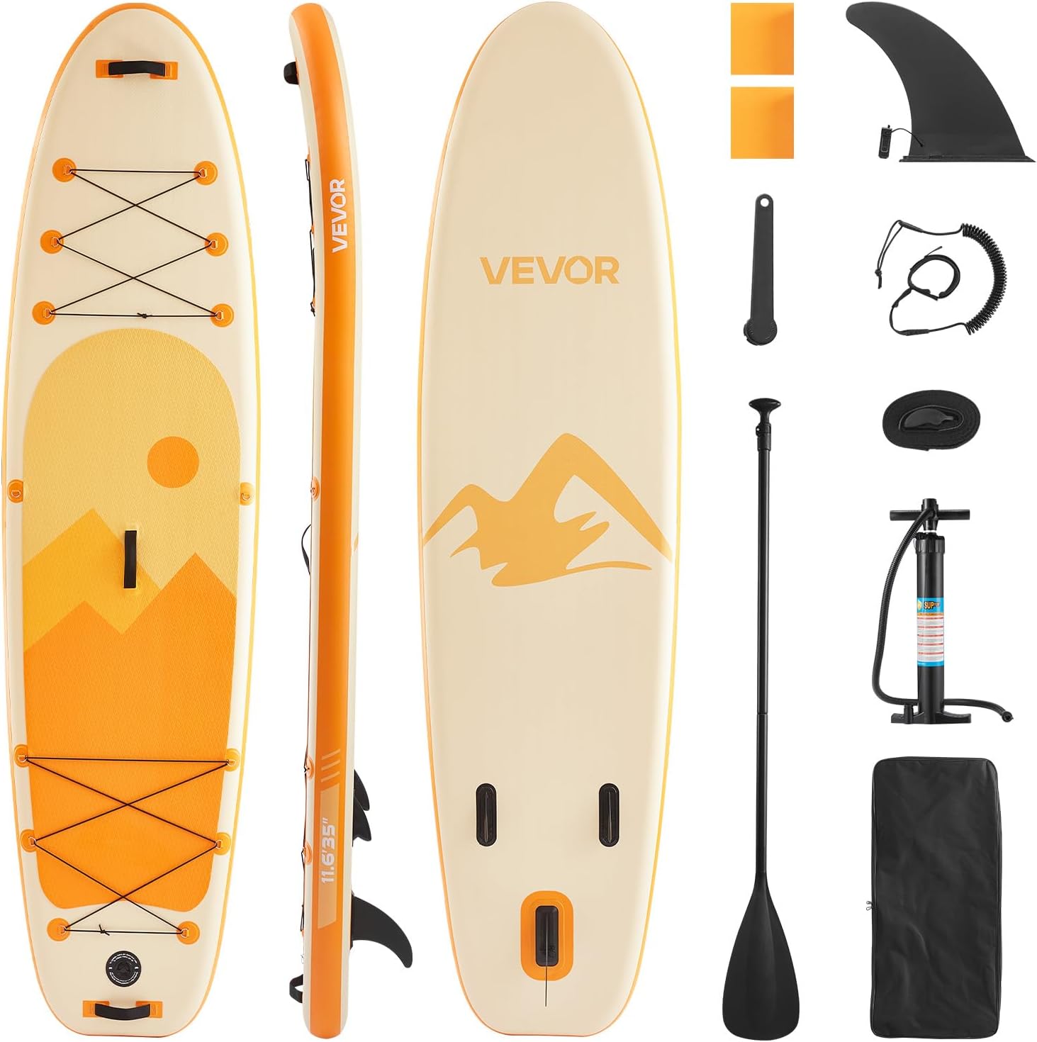 VEVOR Paddle Gonflable, Planche à pagaie Debout Sup, Ultra-légère, avec Accessoires de Pompe, pagaie, aileron, Sac à Dos, Laisse de Cheville, Sangle