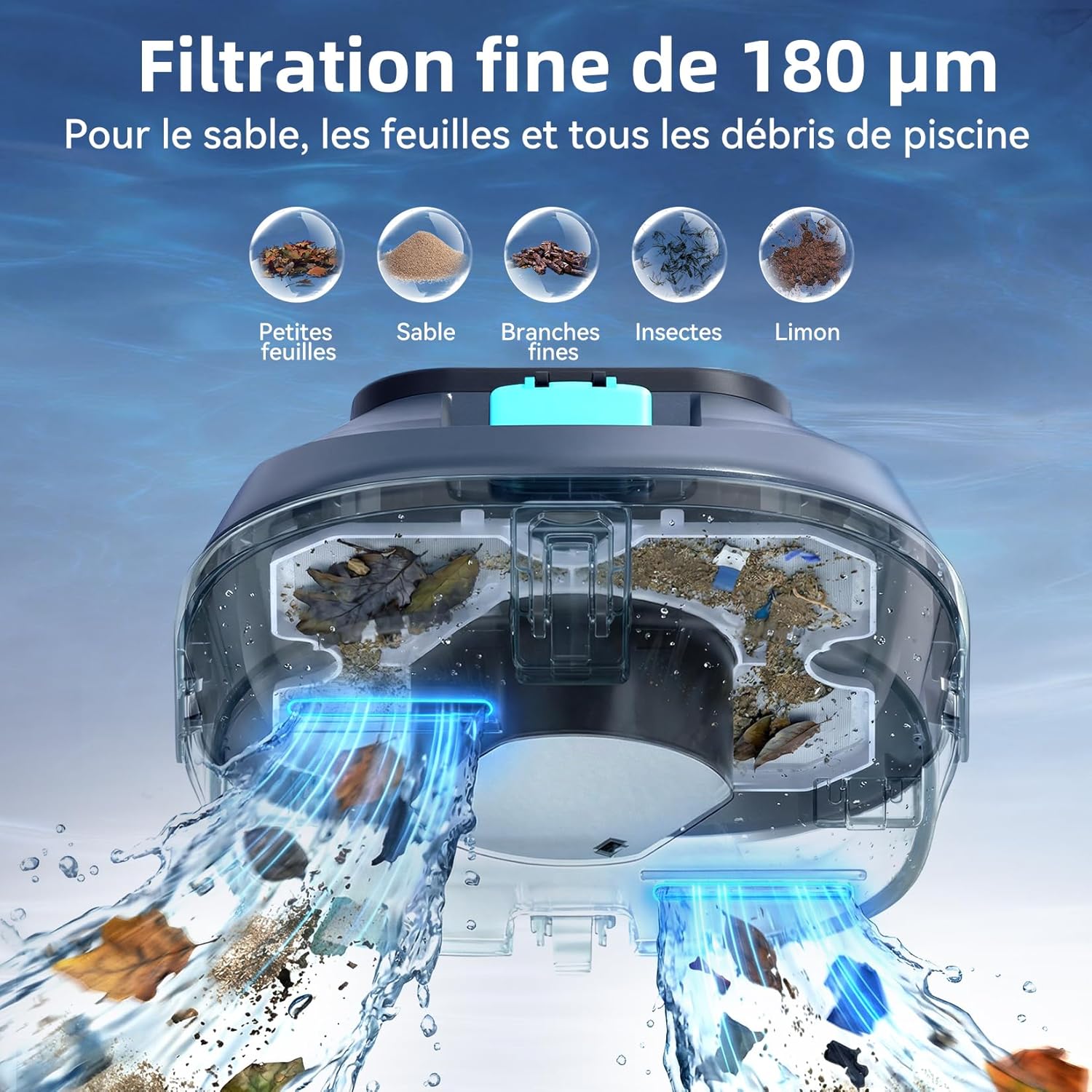 (2026 Nouveau) Pondee X2 Robot Piscine sans Fil avec 200 Min Autonomie, Aspirateur Piscine Hors Sol Stationnement Automatique, Recharge Rapide 3.3 h, pour Piscines Hors-Sol et Enterrées jusqu'à 120 m²