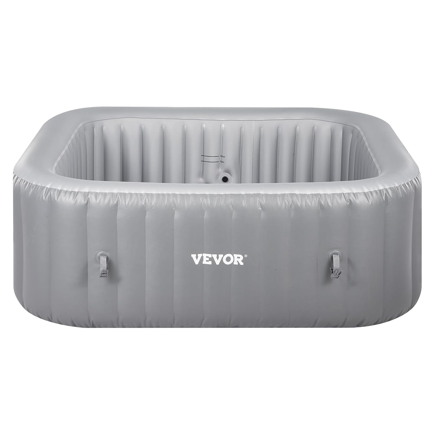 VEVOR Spa Gonflable Carré Capacité 4-6 Personnes, Bains à Remous d’Extérieur Portable 185x66 cm, avec 130 Jets Apaisants, Filtre, Couverture et Tapis, en PVC, Panneau de Commande Multifonction, Gris