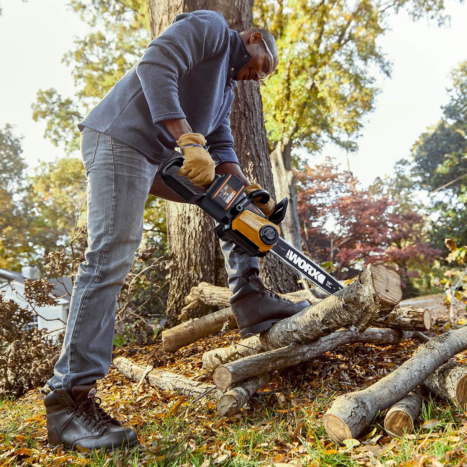 WORX - Tronçonneuse brushless 40V 35cm, 2x4Ah, auto-tension, WG384E