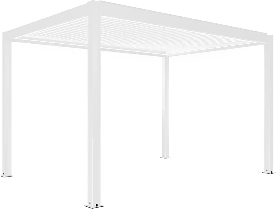Oviala - Pergola bioclimatique motorisée éclairage - 3x4 m - Blanc