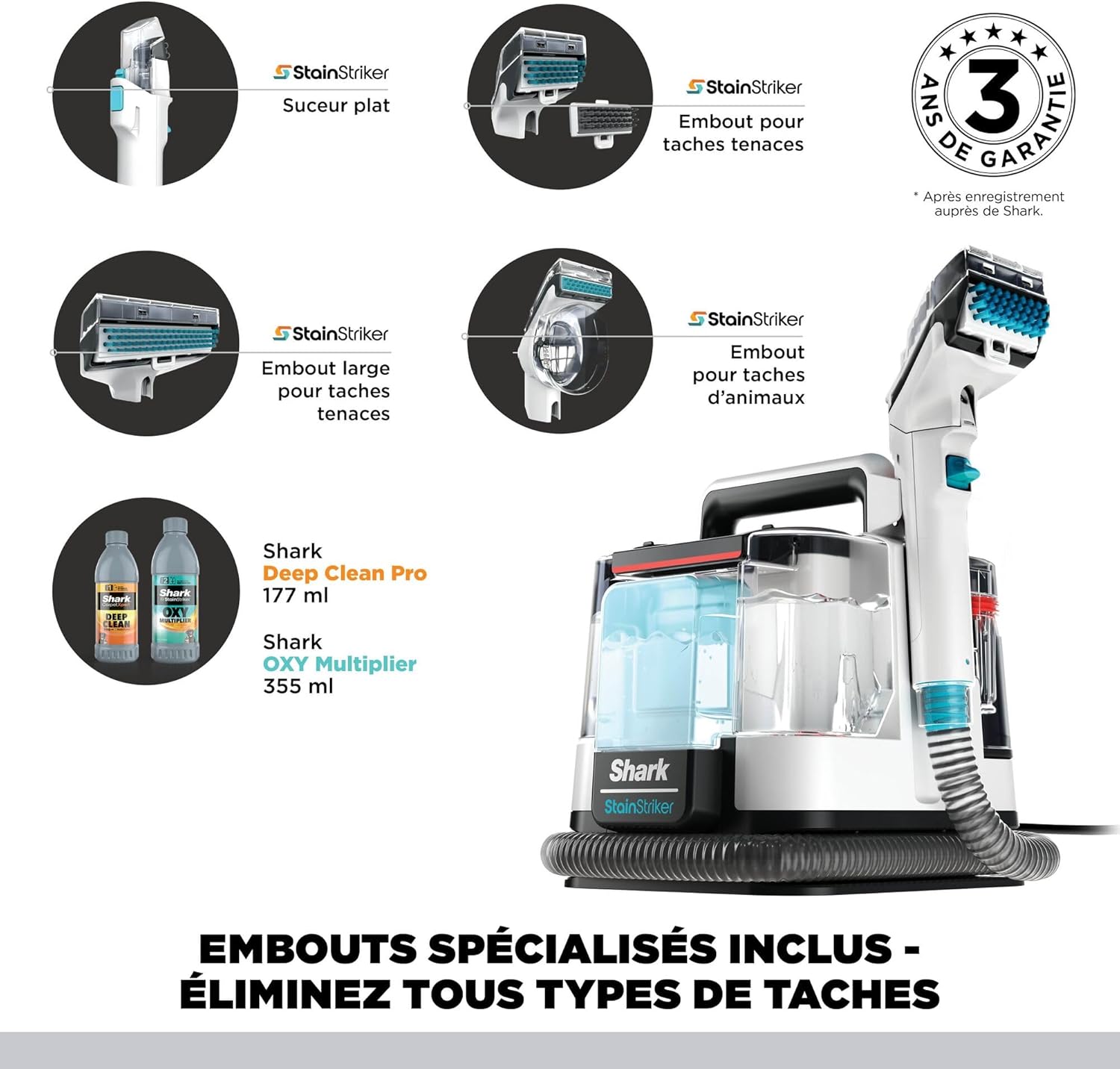 Shark - StainStriker portable 450W - 5 outils, 2 formules - PX200EUT