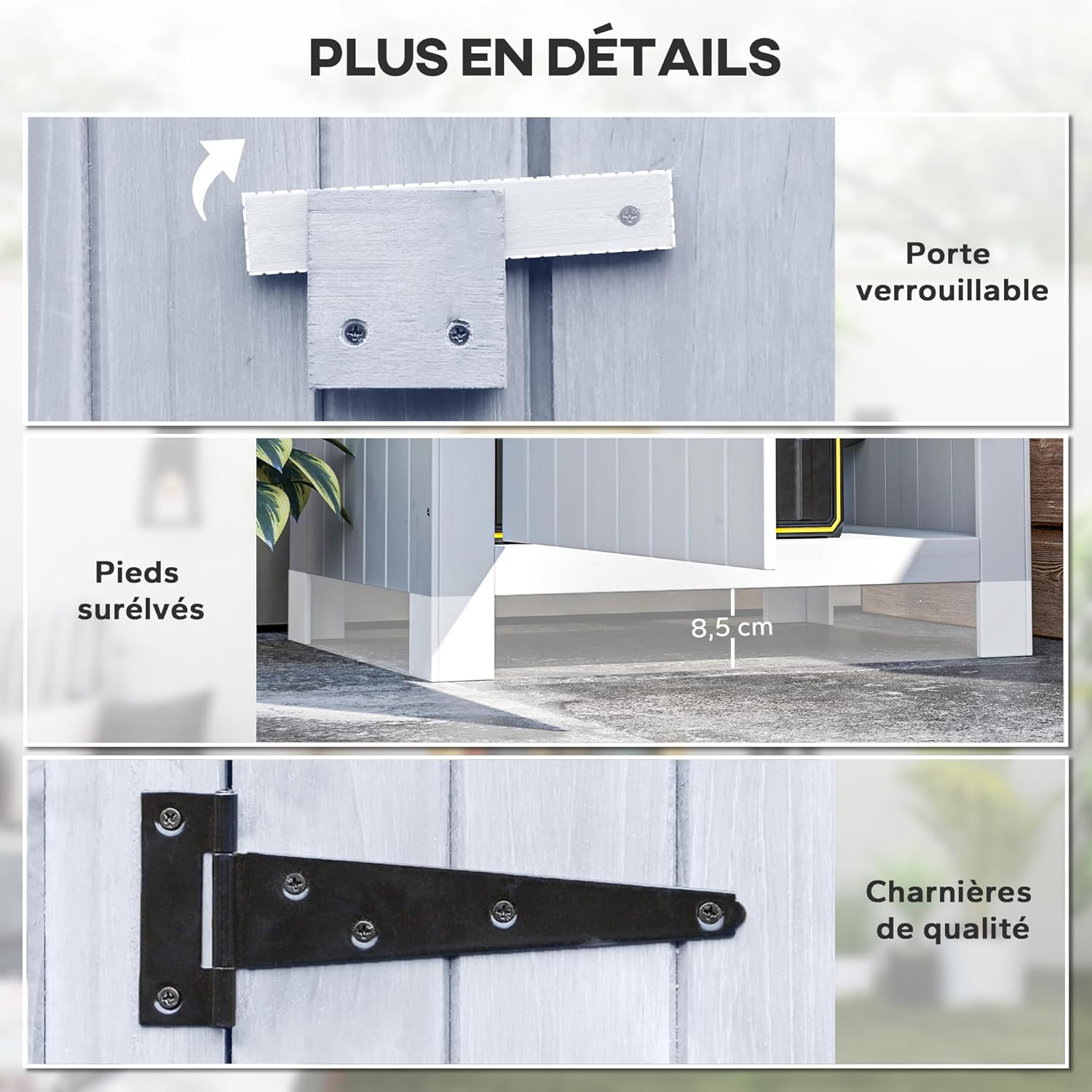 Outsunny Abri de Jardin en Bois cabane de Jardin Exterieur Armoire de Jardin avec Toit bitumé 3 étagères Porte avec loquet Rangement et Stockage extérieurs pour terrasse 77,5 x 54,2 x 179,5 cm Blanc