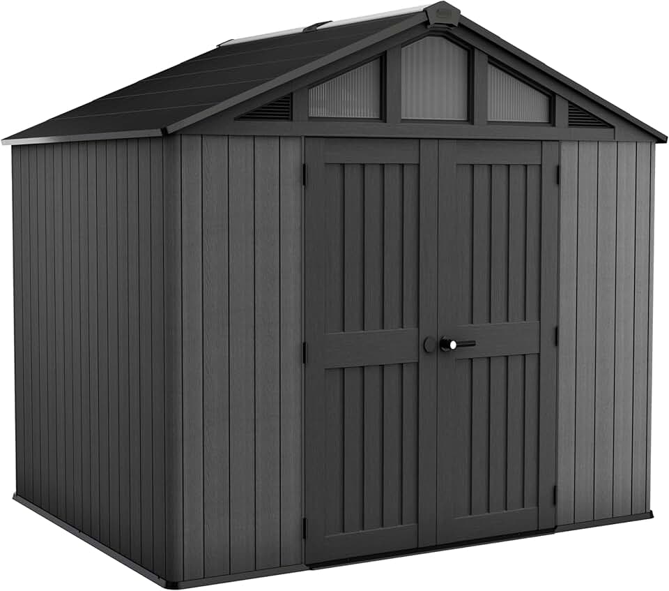 Keter - Stronghold - 7.7 m² - résine & métal, aspect bois, anthracite 108-7.7