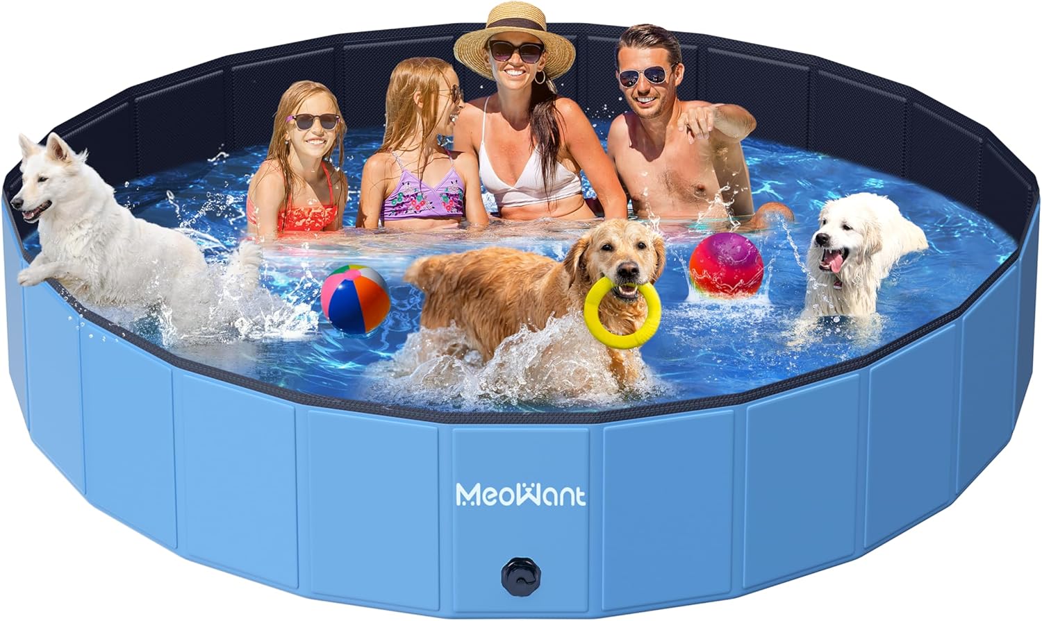 Meowant - Piscine pliable grande taille - 246x40 cm - antidérapante, intérieure/extérieure