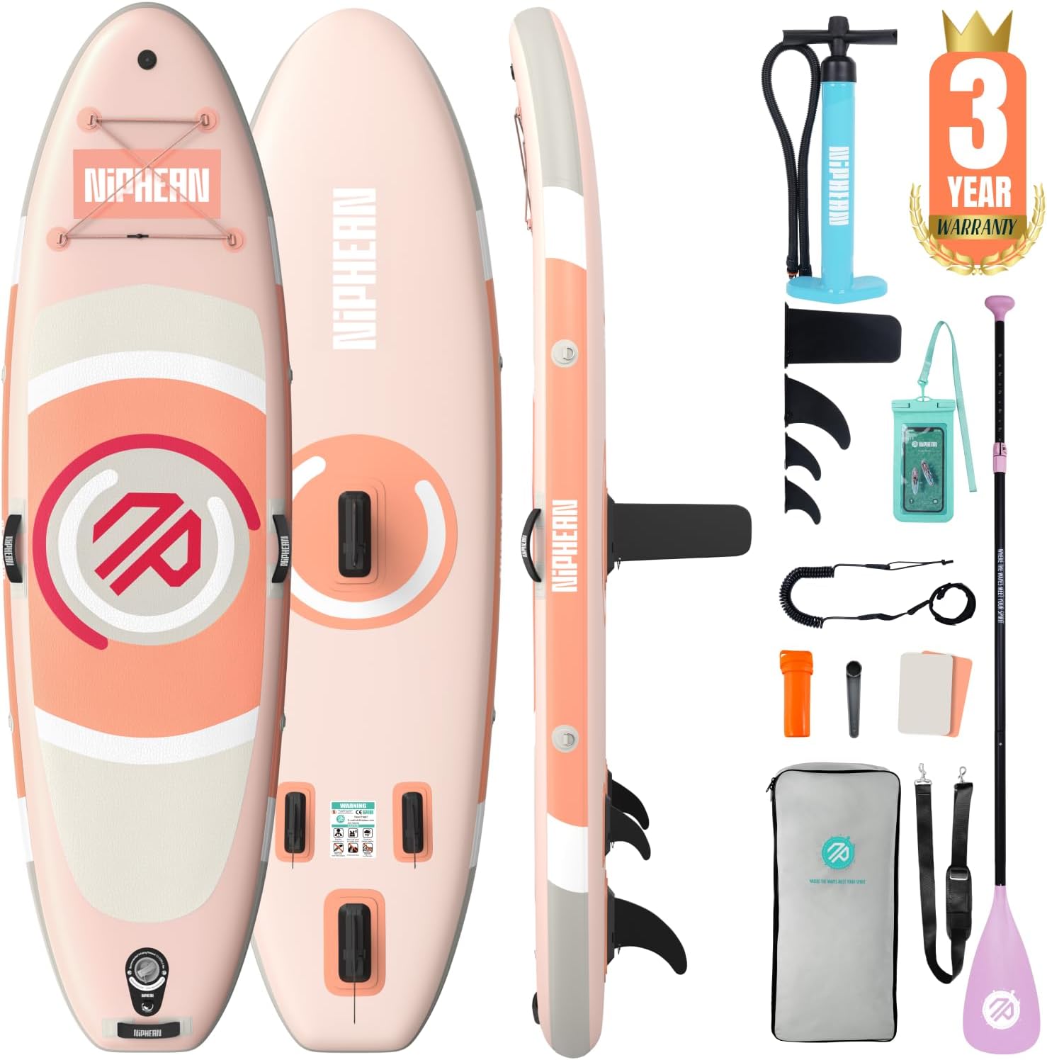 Niphean - Paddle gonflable adulte ultraléger avec siège - stabilité +30%, surface antidérapante