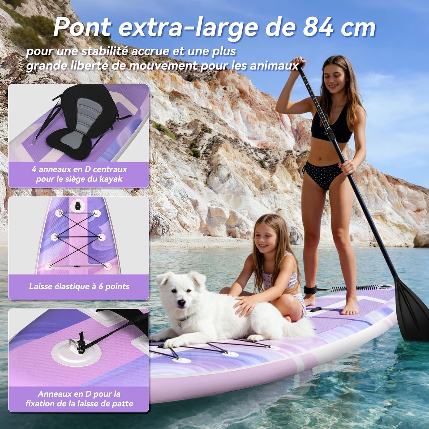 YU YUSING - Paddle Gonflable Série Adulte - 320/335cm - 2 personnes, siège kayak, pagaie alu, support caméra, jusqu'à 15