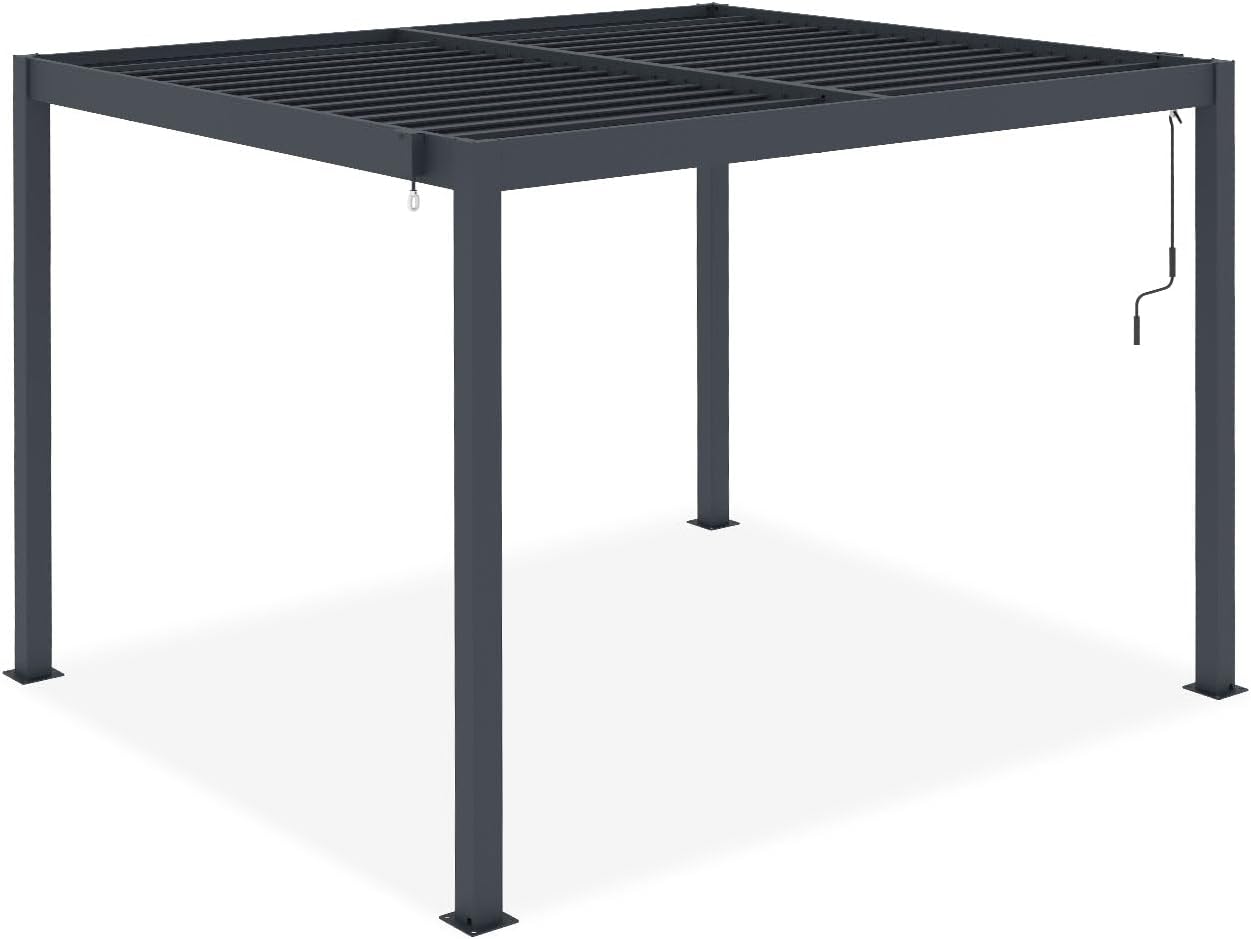 CAZEBOO - Piana série - 3x2,5 m - aluminium gris, lames orientables - PIANA