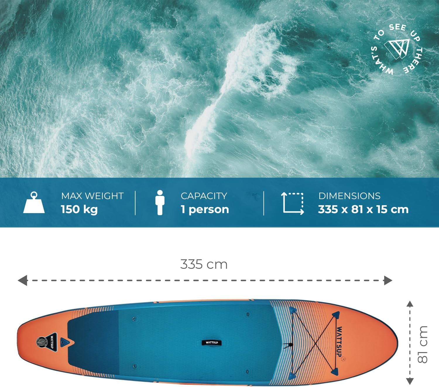 Wattsup - First Series SUP gonflable - Pack complet 320cm - Dropstitch