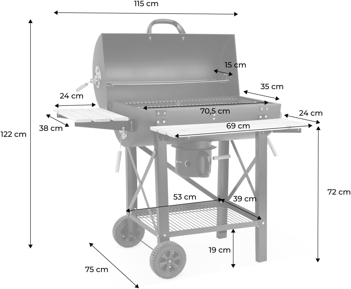 Alice's Garden - Serge - barbecue fumoir charbon, aérateurs, récupérateur de cendres