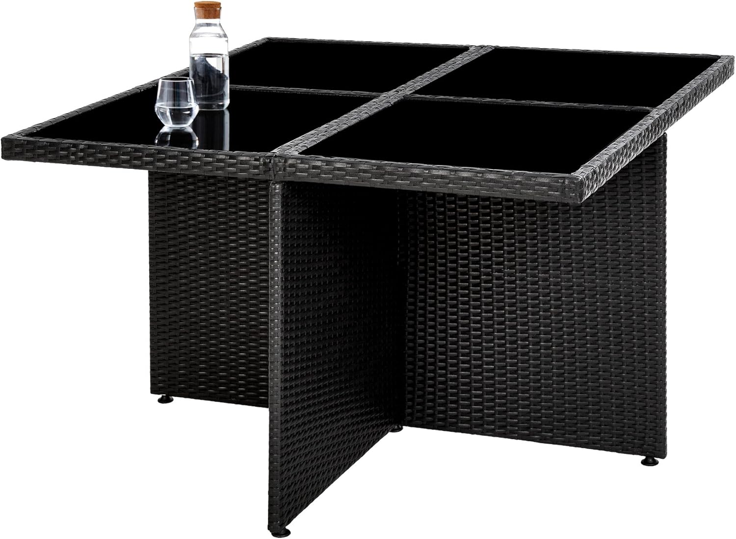 tectake - Salon de Jardin 8 places - alu, poly rotin, table large, noir