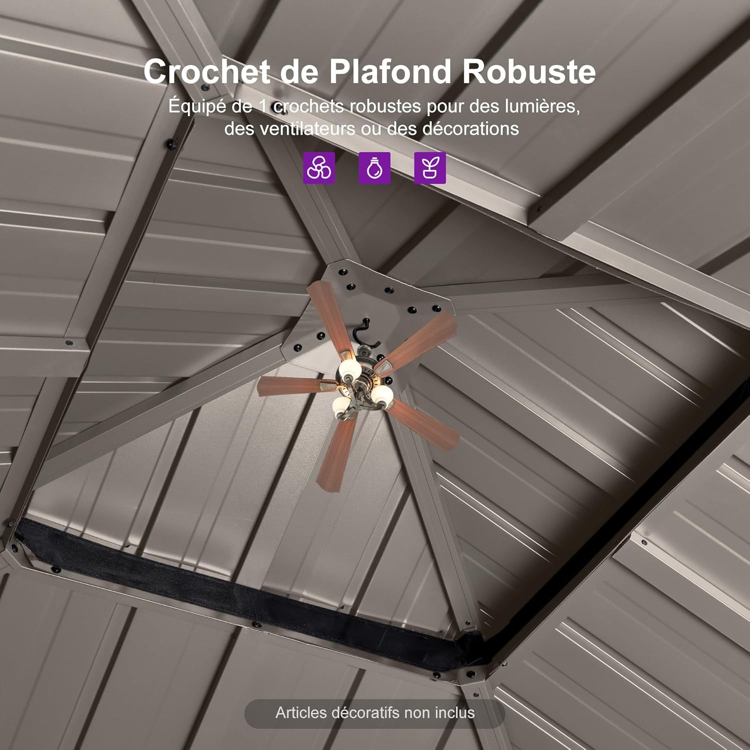 PURPLE LEAF - tonnelle aluminium - 3x3m - double toit, moustiquaire, rideaux