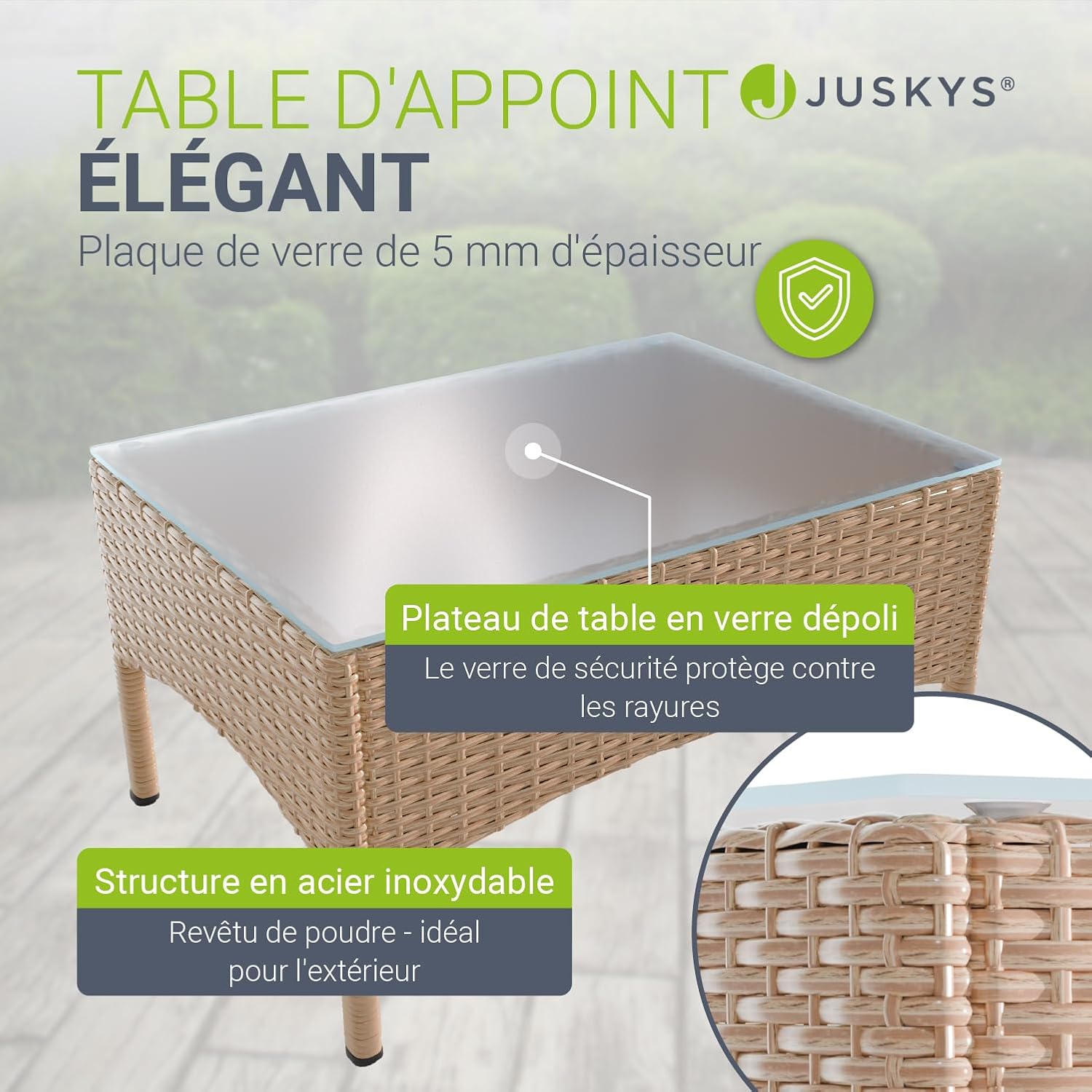 Juskys - Fort Myers - ensemble 4 places en résine tressée, canapé 2 places, fauteuils, table, coussins, mobilier extérie
