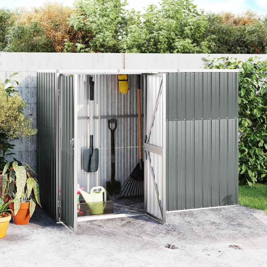 vidaXL Abri à Outils de Jardin Remise de Stockage Organisateur d'Outils Cabane de Rangement Extérieur Gris 225x89x161 cm Acier Galvanisé