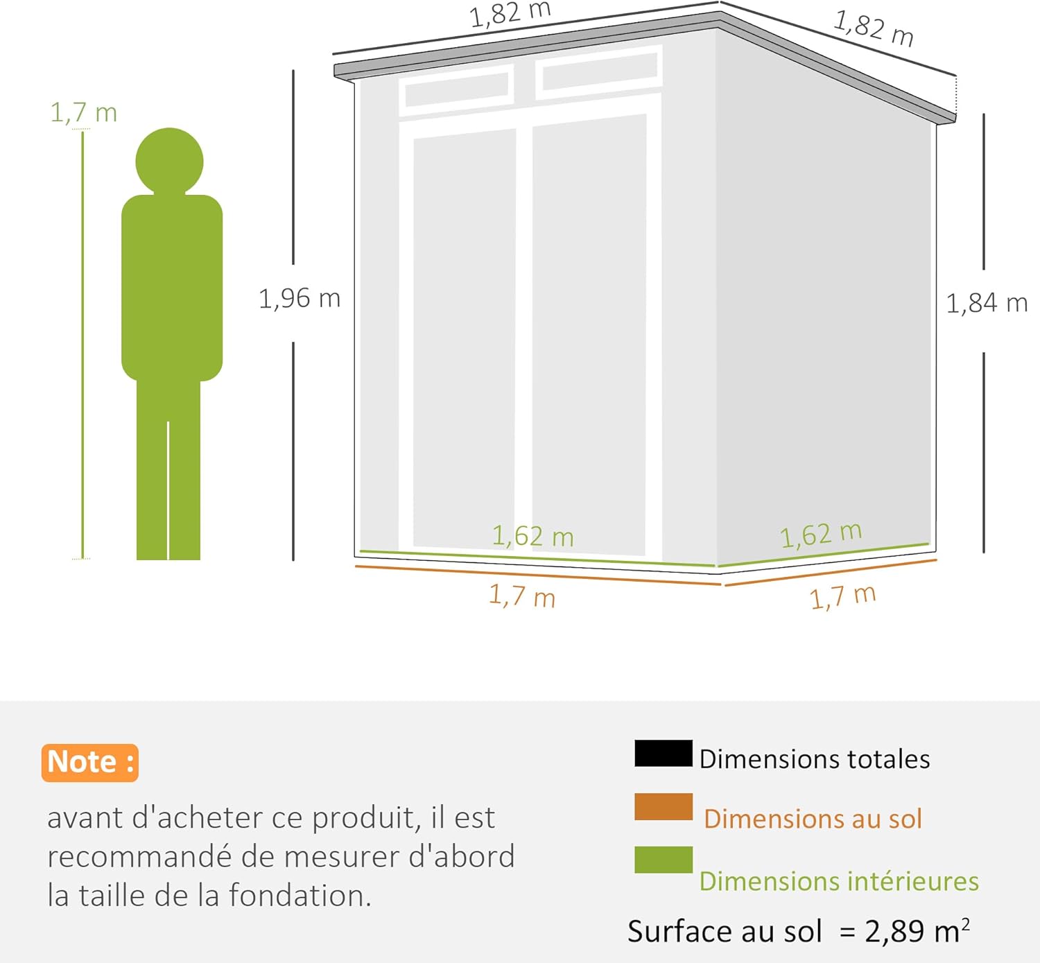Outsunny - abri de jardin résine 3,3m² double porte, fenêtres, plancher