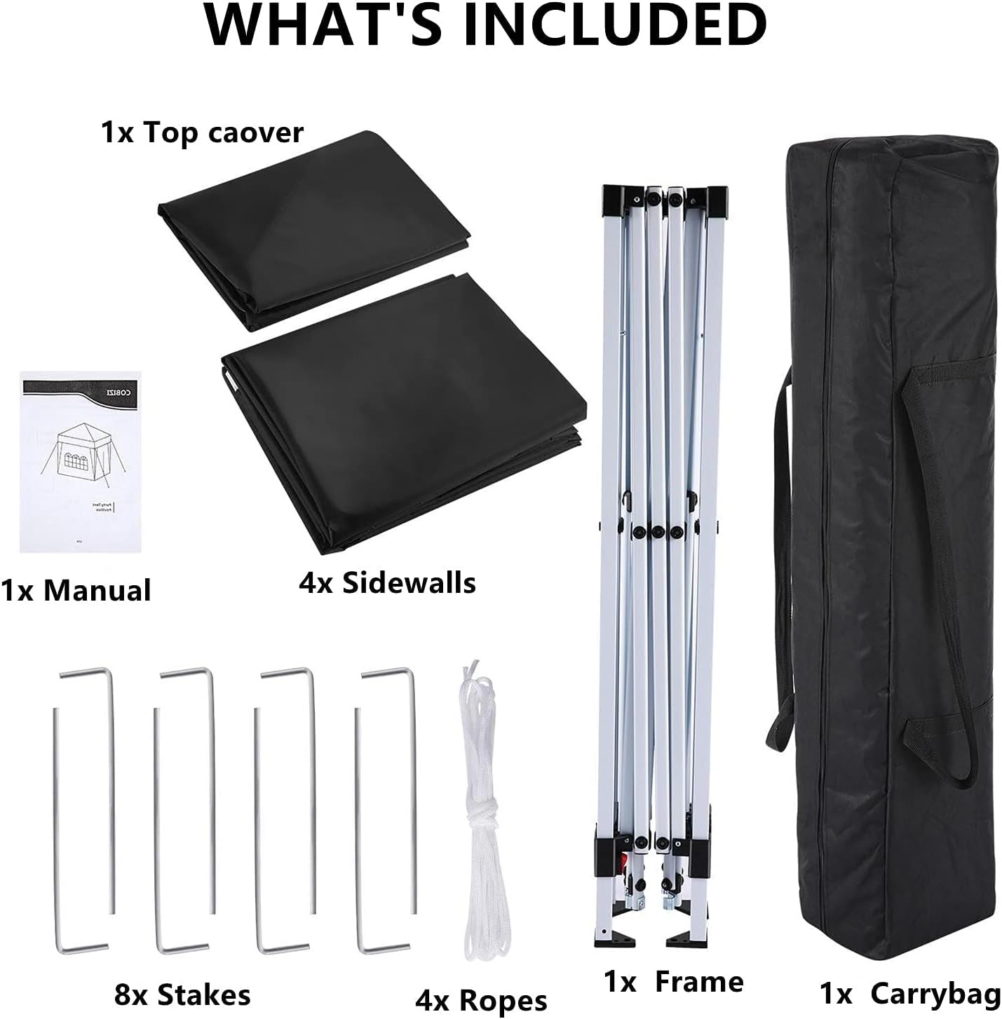 COBIZI - tonnelle jardin pliable 3x3m, 4 pans, imperméable, anti-UV